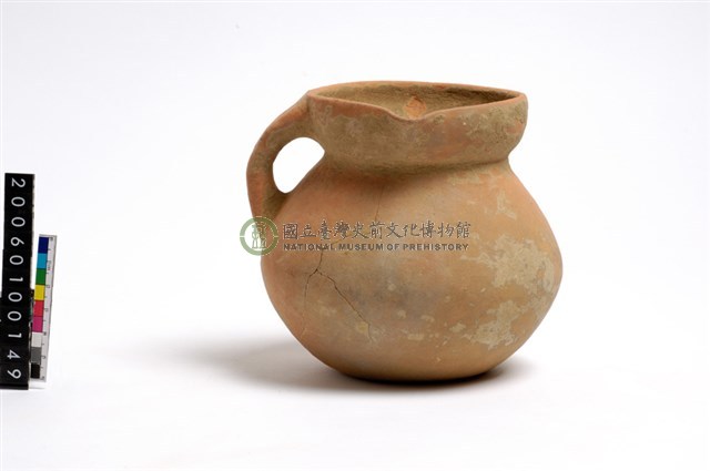 單豎把帶流斂口凹底陪葬陶罐