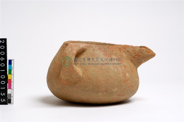 單豎把帶流嘴平底陪葬陶罐