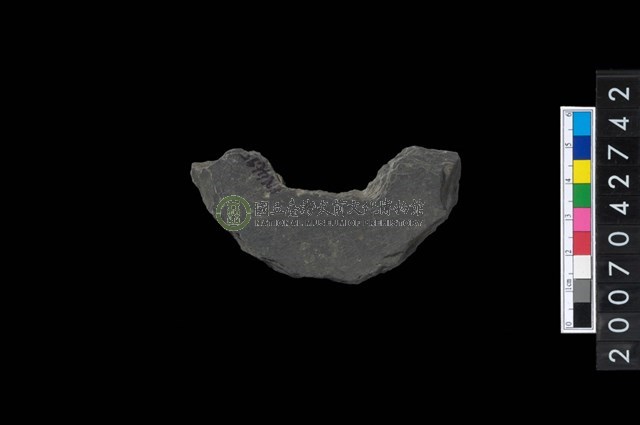 石環製作材料－中央帶啄孔打製圓板殘件