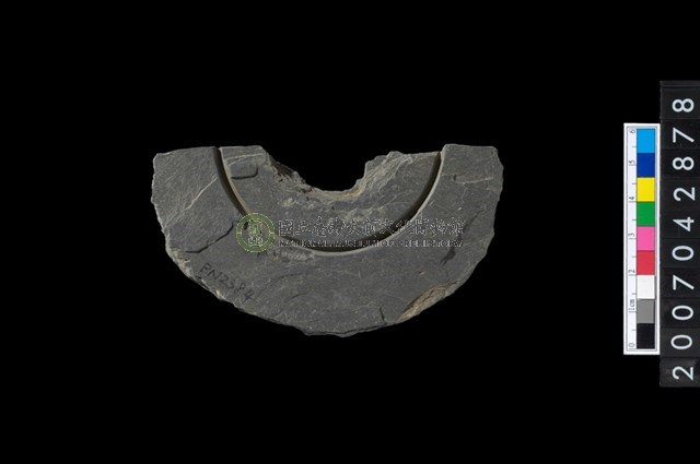 石環製作材料-中央帶啄孔與旋截痕打製圓板殘件