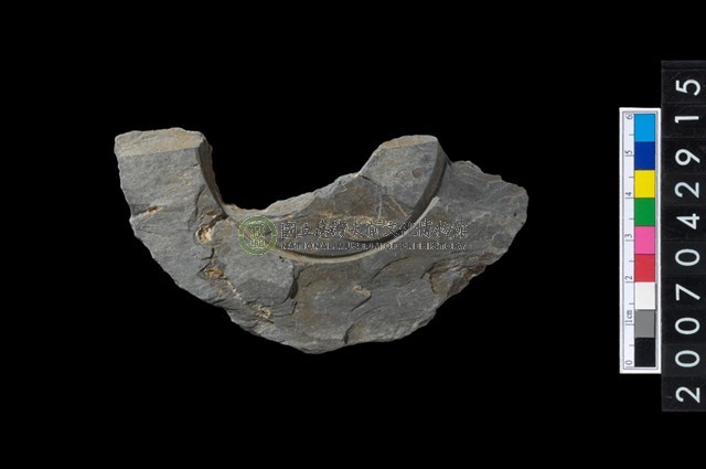 石環製作材料-中央帶啄孔與旋截痕打製圓板殘件