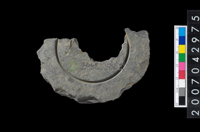 石環製作材料-中央帶啄孔與旋截痕打製圓板殘件