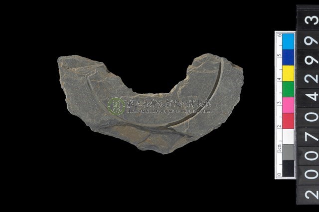 石環製作材料-中央帶啄孔與旋截痕打製圓板殘件