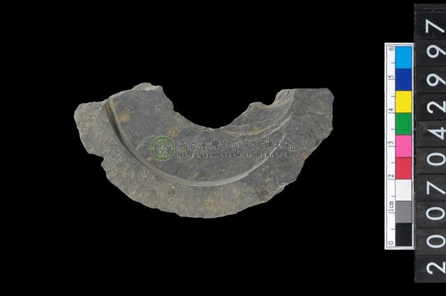 石環製作材料-中央帶啄孔與旋截痕打製圓板殘件