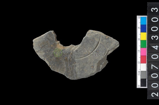 石環製作材料-中央帶啄孔與旋截痕打製圓板殘件