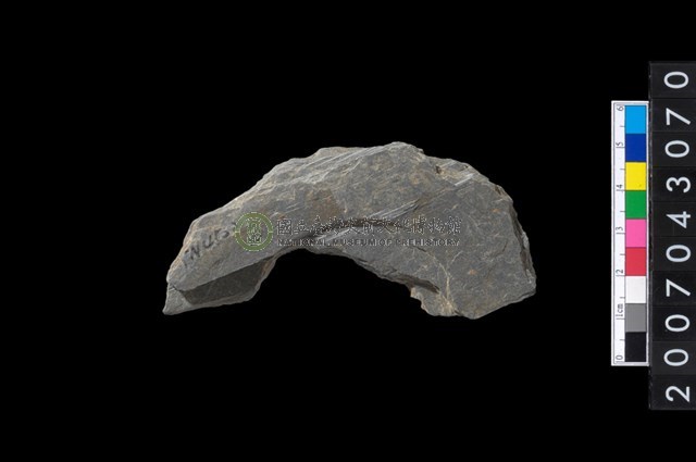 石環製作材料-中央帶啄孔與旋截痕打製圓板殘件