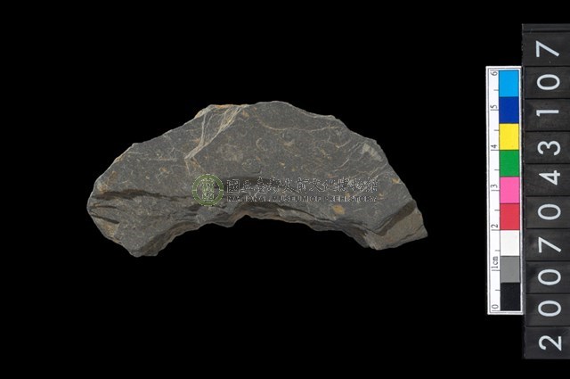 石環製作材料－中央帶啄孔與旋截痕打製圓板殘件