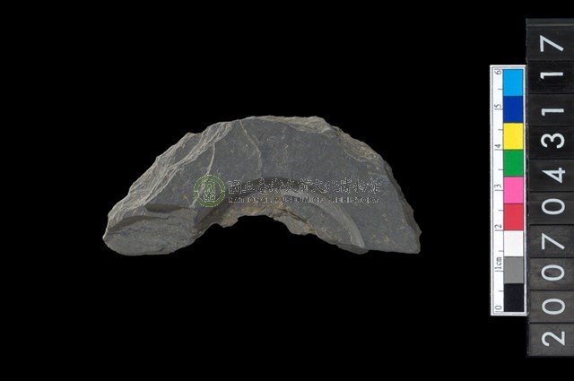 石環製作材料-中央帶啄孔與旋截痕打製圓板殘件