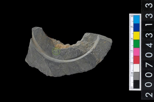 石環製作材料-中央帶啄孔與旋截痕打製圓板殘件