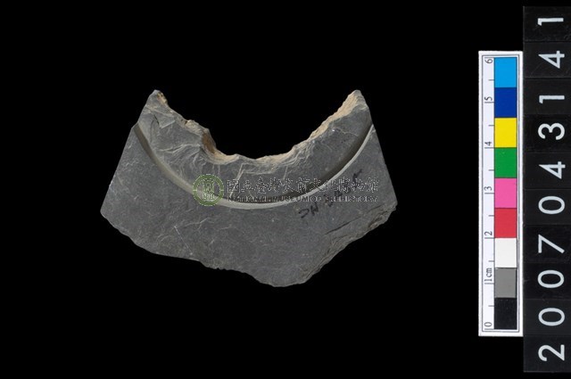 石環製作材料-中央帶啄孔與旋截痕打製圓板殘件