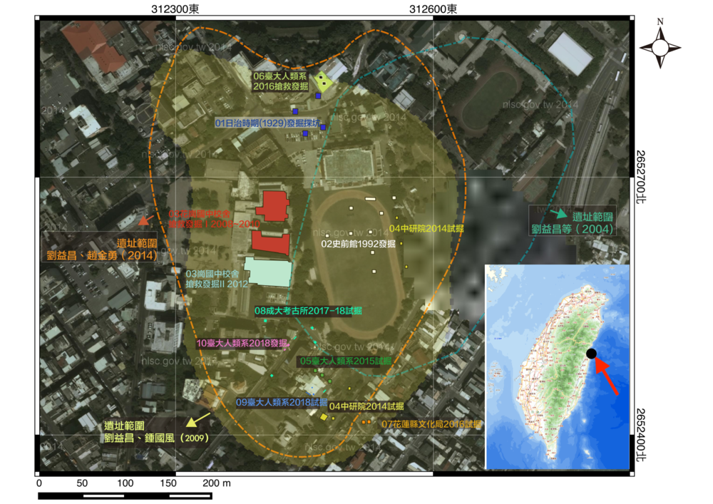 圖1-花岡山遺址位置與範圍(姚書宇繪製)