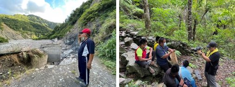 原先要去園區拍攝的道路因大雨崩塌，臨時改至舊部落遺址拍攝。