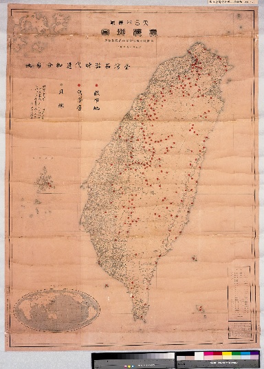 圖5.森丑之助繪製之「臺灣石器時代遺物分布圖」（國立臺灣博物館提供，藏品編號AH001573）。