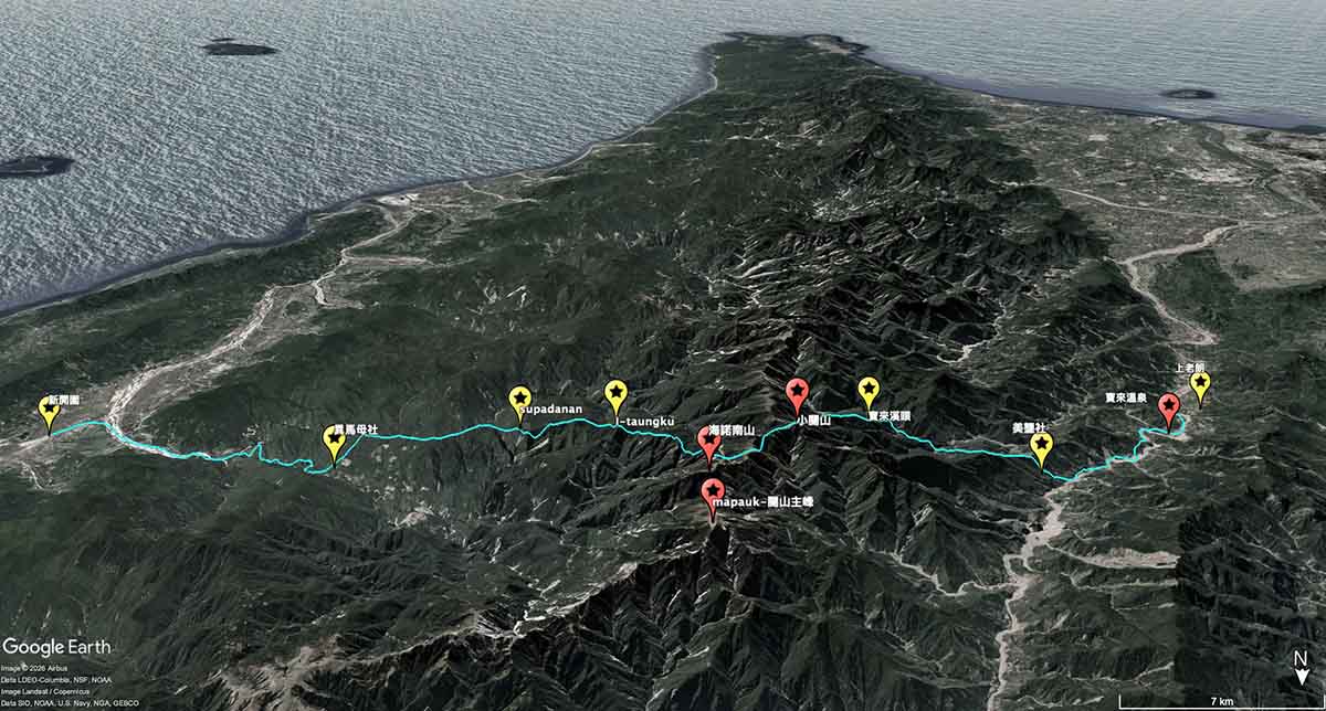 久留島探險隊路線推估（資料來源：謝博剛自行繪製）。
