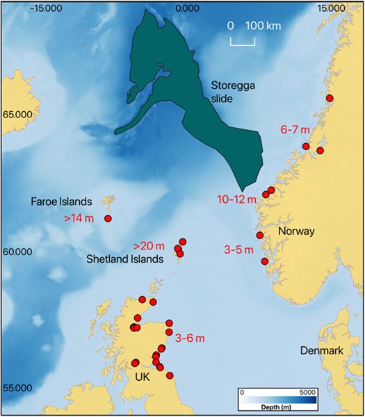 海底地滑及海嘯沉積物發現位置